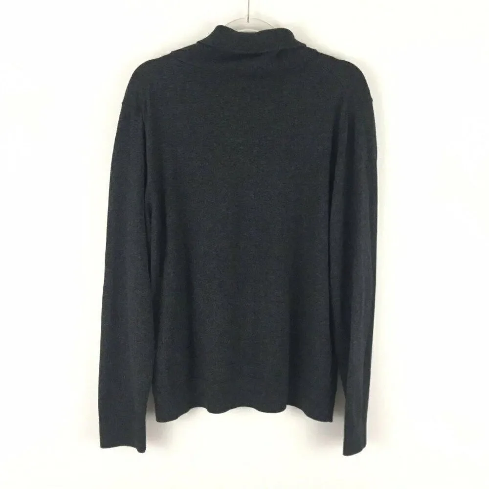 Banana Republic Mens Sweater‎ Large Dark Gray Knit Long Sleeve Collared